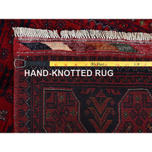 Load image into Gallery viewer, 2&#39;7&quot;x4&#39;5&quot; Carmine Red, Afghan Khamyab With Tribal Design, Soft And Velvety Wool, Hand Knotted, Vegetable Dyes, Oriental Rug FWR4272