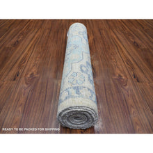 Load image into Gallery viewer, 3&#39;1&quot;x11&#39;9&quot; Gray Hand Knotted, Anatolian Village Inspired With Geometric Medallion Design, Soft And Shiny Wool, Wide Runner Oriental Rug FWR427974