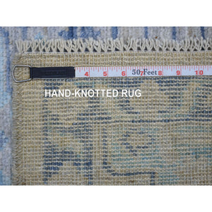 3'1"x11'9" Gray Hand Knotted, Anatolian Village Inspired With Geometric Medallion Design, Soft And Shiny Wool, Wide Runner Oriental Rug FWR427974