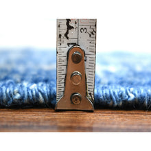 Load image into Gallery viewer, 9&#39;2&quot;x11&#39;9&quot; Denim Blue Maze Design With Berber Influence, Hand Knotted, Densely Woven, Soft And Shiny Wool Oriental Rug FWR428088