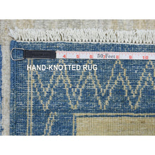 Load image into Gallery viewer, 9&#39;2&quot;x11&#39;9&quot; Denim Blue Maze Design With Berber Influence, Hand Knotted, Densely Woven, Soft And Shiny Wool Oriental Rug FWR428088