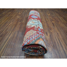 Load image into Gallery viewer, 9&#39;x12&#39; Rich Red, Hand Knotted Afghan Ersari With Large Elements Design, Vegetable Dyes Pure Wool, Oriental Rug FWR428184