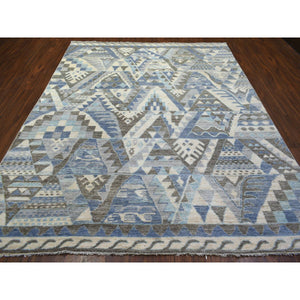 8'x10' Ivory, Hand Knotted Anatolian Design With Little Triangles, Natural Dyes Pure Wool, Oriental Rug FWR428214