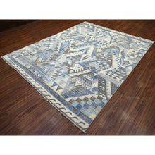 Load image into Gallery viewer, 8&#39;x10&#39; Ivory, Hand Knotted Anatolian Design With Little Triangles, Natural Dyes Pure Wool, Oriental Rug FWR428214