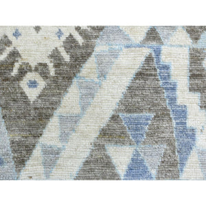 8'x10' Ivory, Hand Knotted Anatolian Design With Little Triangles, Natural Dyes Pure Wool, Oriental Rug FWR428214