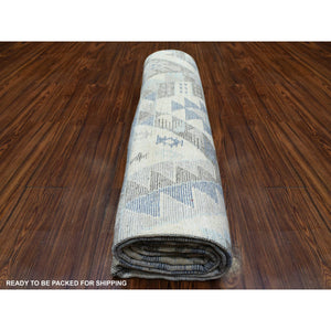 8'x10' Ivory, Hand Knotted Anatolian Design With Little Triangles, Natural Dyes Pure Wool, Oriental Rug FWR428214