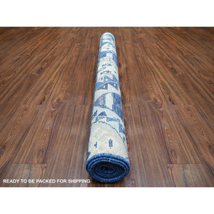 6'x8'9" Denim Blue, Natural Wool Hand Knotted, Anatolian Village Inspired With Patchwork Design Natural Dyes, Oriental Rug FWR428220