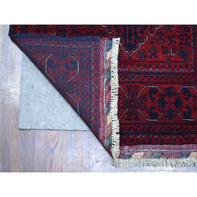 Load image into Gallery viewer, 2&#39;7&quot;x13&#39; Deep And Saturated Red, Afghan Khamyab With Geometric Medallions, Soft And Shiny Wool Hand Knotted, Runner Oriental Rug FWR428232