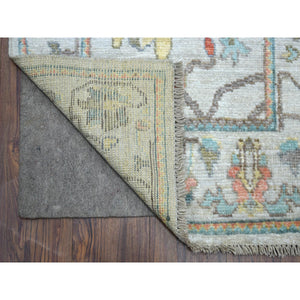 2'6"x16'1" Silver Gray, Pure Wool Hand Knotted, Afghan Angora Ushak Natural Dyes, Xl Runner Oriental Rug FWR428472