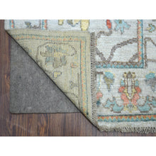 Load image into Gallery viewer, 2&#39;6&quot;x16&#39;1&quot; Silver Gray, Pure Wool Hand Knotted, Afghan Angora Ushak Natural Dyes, Xl Runner Oriental Rug FWR428472