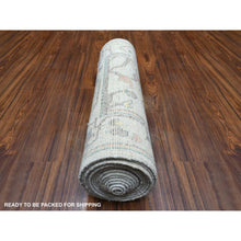 Load image into Gallery viewer, 2&#39;6&quot;x16&#39;1&quot; Silver Gray, Pure Wool Hand Knotted, Afghan Angora Ushak Natural Dyes, Xl Runner Oriental Rug FWR428472