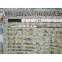 Load image into Gallery viewer, 2&#39;6&quot;x16&#39;1&quot; Silver Gray, Pure Wool Hand Knotted, Afghan Angora Ushak Natural Dyes, Xl Runner Oriental Rug FWR428472