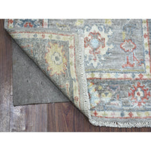 Load image into Gallery viewer, 2&#39;6&quot;x9&#39;5&quot; Gray, Afghan Wool Hand Knotted, Angora Ushak With Colorful Motifs Natural Dyes, Runner Oriental Rug FWR428508