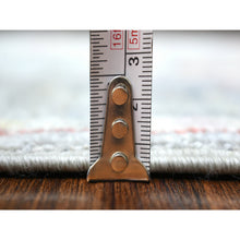 Load image into Gallery viewer, 2&#39;6&quot;x9&#39;5&quot; Gray, Afghan Wool Hand Knotted, Angora Ushak With Colorful Motifs Natural Dyes, Runner Oriental Rug FWR428508