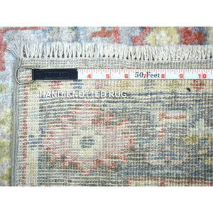 2'6"x9'5" Gray, Afghan Wool Hand Knotted, Angora Ushak With Colorful Motifs Natural Dyes, Runner Oriental Rug FWR428508