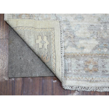 Load image into Gallery viewer, 3&#39;x10&#39; Ivory, Hand Knotted Angora Ushak with Leaf Design, Natural Dyes Afghan Wool, Runner Oriental Rug FWR428556