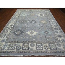 Load image into Gallery viewer, 9&#39;x12&#39; Stone Gray, Afghan Wool Hand Knotted, Fine Peshawar, Heriz Design Small Animal And Human Figurines, Densely Woven Oriental Rug FWR428706