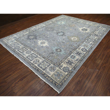 Load image into Gallery viewer, 9&#39;x12&#39; Stone Gray, Afghan Wool Hand Knotted, Fine Peshawar, Heriz Design Small Animal And Human Figurines, Densely Woven Oriental Rug FWR428706