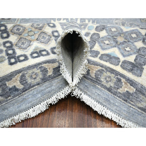 9'x12' Stone Gray, Afghan Wool Hand Knotted, Fine Peshawar, Heriz Design Small Animal And Human Figurines, Densely Woven Oriental Rug FWR428706