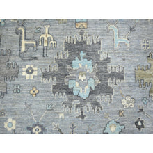 Load image into Gallery viewer, 9&#39;x12&#39; Stone Gray, Afghan Wool Hand Knotted, Fine Peshawar, Heriz Design Small Animal And Human Figurines, Densely Woven Oriental Rug FWR428706