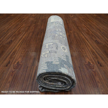 Load image into Gallery viewer, 9&#39;x12&#39; Stone Gray, Afghan Wool Hand Knotted, Fine Peshawar, Heriz Design Small Animal And Human Figurines, Densely Woven Oriental Rug FWR428706