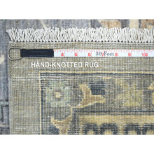 Load image into Gallery viewer, 9&#39;x12&#39; Stone Gray, Afghan Wool Hand Knotted, Fine Peshawar, Heriz Design Small Animal And Human Figurines, Densely Woven Oriental Rug FWR428706