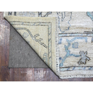 4'1"x5'10" Beige, Afghan Angora Oushak With All Over Design, Hand Knotted, Pure Wool, Natural Dyes Oriental Rug FWR428784