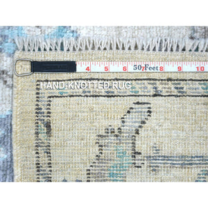 4'1"x5'10" Beige, Afghan Angora Oushak With All Over Design, Hand Knotted, Pure Wool, Natural Dyes Oriental Rug FWR428784