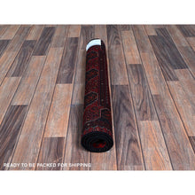 Load image into Gallery viewer, 2&#39;7&quot;x3&#39;9&quot; Carmine Red, Afghan Khamyab With Tribal Design, Soft And Velvety Wool, Natural Dyes, Hand Knotted, Mat, Sample, Oriental Rug FWR4284
