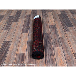 2'7"x3'9" Carmine Red, Afghan Khamyab With Tribal Design, Soft And Velvety Wool, Natural Dyes, Hand Knotted, Mat, Sample, Oriental Rug FWR4284