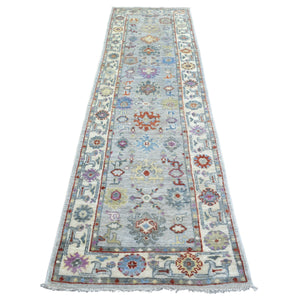 2'8"x9'10" Gray, Soft Wool Hand Knotted, Afghan Angora Oushak Natural Dyes, Runner Oriental Rug FWR429024