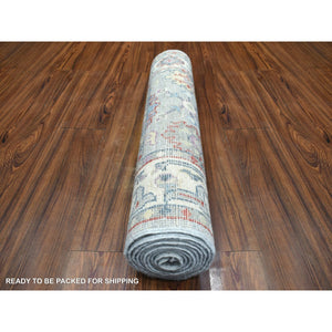 2'8"x9'10" Gray, Soft Wool Hand Knotted, Afghan Angora Oushak Natural Dyes, Runner Oriental Rug FWR429024