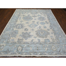 Load image into Gallery viewer, 8&#39;x9&#39;9&quot; Ivory, Hand Knotted Afghan Angora Oushak With Large Leaf Design, Natural Dyes Soft Wool, Oriental Rug FWR429120