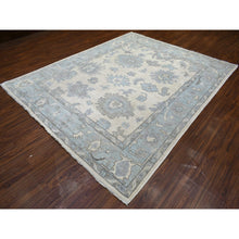 Load image into Gallery viewer, 8&#39;x9&#39;9&quot; Ivory, Hand Knotted Afghan Angora Oushak With Large Leaf Design, Natural Dyes Soft Wool, Oriental Rug FWR429120
