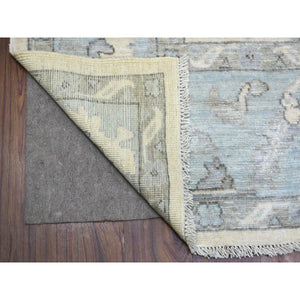 8'x9'9" Ivory, Hand Knotted Afghan Angora Oushak With Large Leaf Design, Natural Dyes Soft Wool, Oriental Rug FWR429120