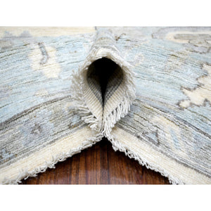 8'x9'9" Ivory, Hand Knotted Afghan Angora Oushak With Large Leaf Design, Natural Dyes Soft Wool, Oriental Rug FWR429120