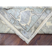 Load image into Gallery viewer, 8&#39;x9&#39;9&quot; Ivory, Hand Knotted Afghan Angora Oushak With Large Leaf Design, Natural Dyes Soft Wool, Oriental Rug FWR429120