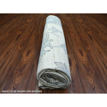 Load image into Gallery viewer, 8&#39;x9&#39;9&quot; Ivory, Hand Knotted Afghan Angora Oushak With Large Leaf Design, Natural Dyes Soft Wool, Oriental Rug FWR429120
