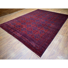 Load image into Gallery viewer, 9&#39;8&quot;x13&#39;1&quot; Deep And Saturated Red, Hand Knotted Afghan Khamyab With Geometric Medallions Design, Velvety Wool, Oriental Rug FWR429228