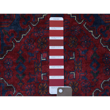 Load image into Gallery viewer, 9&#39;8&quot;x13&#39;1&quot; Deep And Saturated Red, Hand Knotted Afghan Khamyab With Geometric Medallions Design, Velvety Wool, Oriental Rug FWR429228