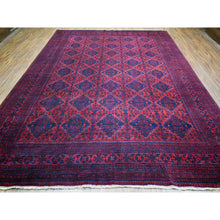 Load image into Gallery viewer, 9&#39;7&quot;x12&#39;9&quot; Deep And Saturated Red, Hand Knotted Afghan Khamyab With Geometric Medallions Design, Pure Wool, Oriental Rug FWR429234