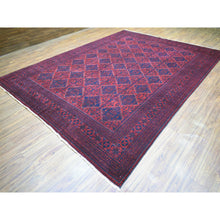 Load image into Gallery viewer, 9&#39;7&quot;x12&#39;9&quot; Deep And Saturated Red, Hand Knotted Afghan Khamyab With Geometric Medallions Design, Pure Wool, Oriental Rug FWR429234