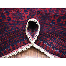 Load image into Gallery viewer, 9&#39;7&quot;x12&#39;9&quot; Deep And Saturated Red, Hand Knotted Afghan Khamyab With Geometric Medallions Design, Pure Wool, Oriental Rug FWR429234