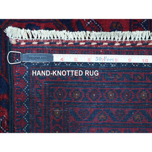 9'7"x12'9" Deep And Saturated Red, Hand Knotted Afghan Khamyab With Geometric Medallions Design, Pure Wool, Oriental Rug FWR429234