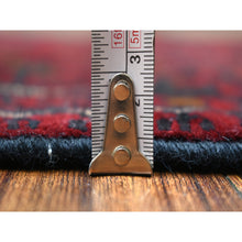 Load image into Gallery viewer, 3&#39;x9&#39;6&quot; Deep and Saturated Red, Afghan Khamyab with Geometric Design, Shiny Wool Hand Knotted, Wide Runner Oriental Rug FWR429246