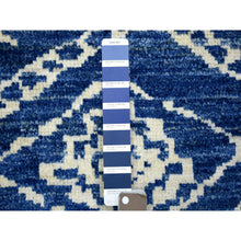 Load image into Gallery viewer, 8&#39;x9&#39;6&quot; Navy Blue Soft And Shiny Wool, Moroccan Berber With Criss Cross Pattern, Natural Dyes Hand Knotted Oriental Rug FWR429258