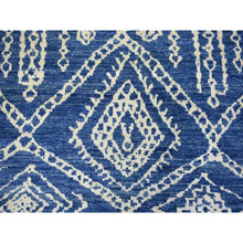 Load image into Gallery viewer, 8&#39;x9&#39;6&quot; Navy Blue Soft And Shiny Wool, Moroccan Berber With Criss Cross Pattern, Natural Dyes Hand Knotted Oriental Rug FWR429258