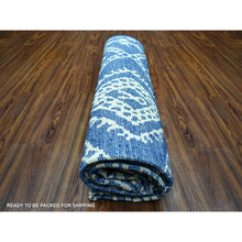 Load image into Gallery viewer, 8&#39;x9&#39;6&quot; Navy Blue Soft And Shiny Wool, Moroccan Berber With Criss Cross Pattern, Natural Dyes Hand Knotted Oriental Rug FWR429258