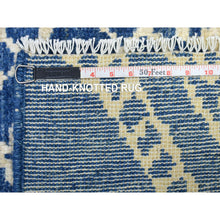 Load image into Gallery viewer, 8&#39;x9&#39;6&quot; Navy Blue Soft And Shiny Wool, Moroccan Berber With Criss Cross Pattern, Natural Dyes Hand Knotted Oriental Rug FWR429258