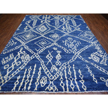 Load image into Gallery viewer, 8&#39;10&quot;x11&#39;5&quot; Navy Blue, Hand Knotted, Soft And Shiny Wool, Natural Dyes, Moroccan Berber With Criss Cross Pattern Oriental Rug FWR429276